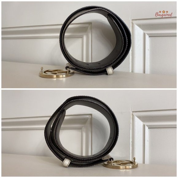 Authentic Gucci Cream Guccissima Leather Gold Interlocking G Buckle Belt 85/34 - Picture 9 of 13